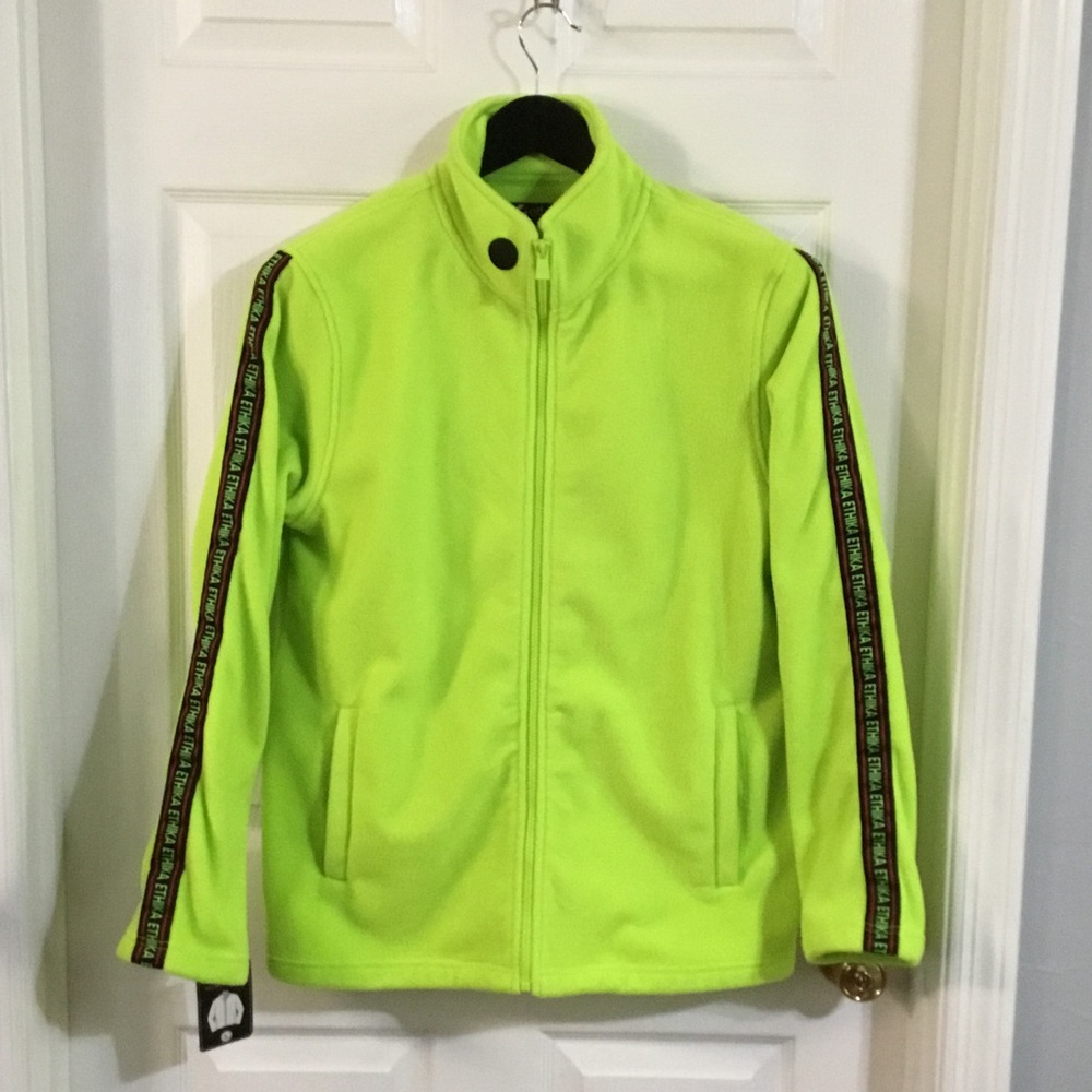 Ethika mens lime green fleece jacket, size L, NWT.